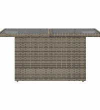 Gartentisch mit Glasplatte Grau 100x55x73 cm Poly Rattan