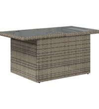 Gartentisch mit Glasplatte Grau 100x55x73 cm Poly Rattan