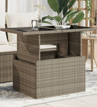 Gartentisch mit Glasplatte Grau 100x55x73 cm Poly Rattan