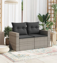 Gartensofa 2-Sitzer mit Kissen Grau Poly Rattan