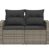 Gartensofa 2-Sitzer mit Kissen Grau Poly Rattan