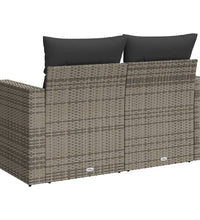 Gartensofa 2-Sitzer mit Kissen Grau Poly Rattan