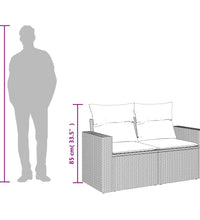 Gartensofa 2-Sitzer mit Kissen Grau Poly Rattan