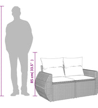 Gartensofa 2-Sitzer mit Kissen Grau Poly Rattan