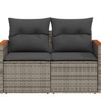 Gartensofa 2-Sitzer mit Kissen Grau Poly Rattan