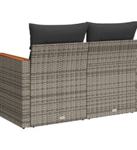 Gartensofa 2-Sitzer mit Kissen Grau Poly Rattan