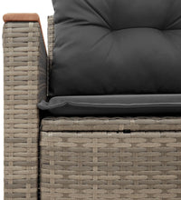 Gartensofa 2-Sitzer mit Kissen Grau Poly Rattan