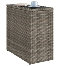 Garten-Beistelltisch mit Glasplatte Grau 58x27,5x55 cm Rattan