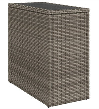 Garten-Beistelltisch mit Glasplatte Grau 58x27,5x55 cm Rattan