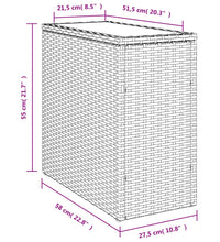 Garten-Beistelltisch mit Glasplatte Grau 58x27,5x55 cm Rattan