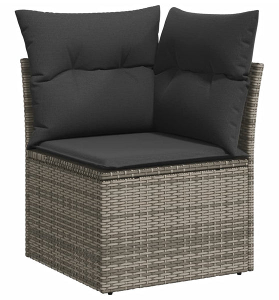 Garten-Ecksofa mit Kissen Grau Poly Rattan