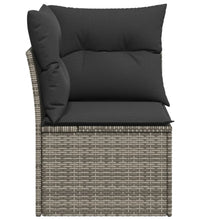 Garten-Ecksofa mit Kissen Grau Poly Rattan