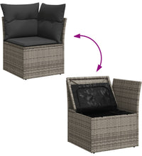 Garten-Ecksofa mit Kissen Grau Poly Rattan