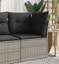 Garten-Ecksofa mit Kissen Grau Poly Rattan