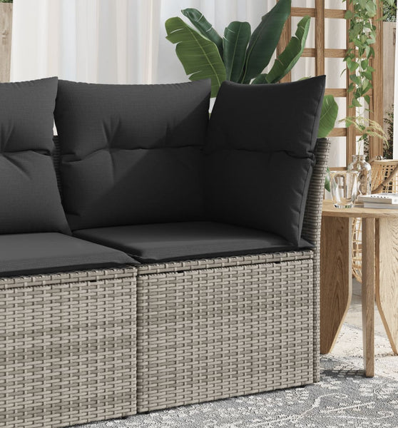 Garten-Ecksofa mit Kissen Grau Poly Rattan