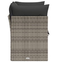 Gartensofa 2-Sitzer mit Kissen Grau Poly Rattan