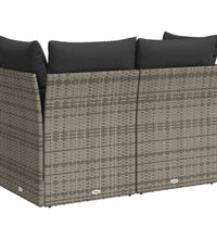 Gartensofa 2-Sitzer mit Kissen Grau Poly Rattan