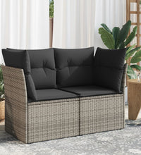 Gartensofa 2-Sitzer mit Kissen Grau Poly Rattan