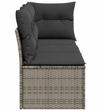 Gartensofa mit Kissen 3-Sitzer Grau Poly Rattan