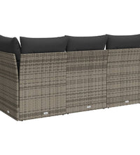 Gartensofa mit Kissen 3-Sitzer Grau Poly Rattan