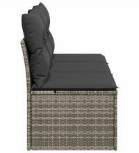 Gartensofa mit Kissen 3-Sitzer Grau Poly Rattan