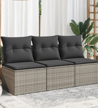 Gartensofa mit Kissen 3-Sitzer Grau Poly Rattan