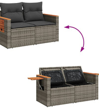 Gartensofa 2-Sitzer mit Kissen Grau Poly Rattan