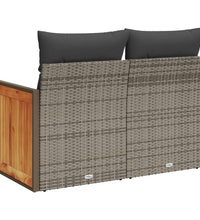 Gartensofa 2-Sitzer mit Kissen Grau Poly Rattan