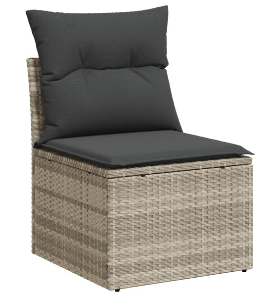 Gartensofa ohne Armlehnen mit Kissen Hellgrau Poly Rattan