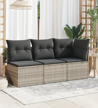 Gartensofa ohne Armlehnen mit Kissen Hellgrau Poly Rattan