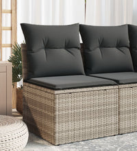 Gartensofa ohne Armlehnen mit Kissen Hellgrau Poly Rattan