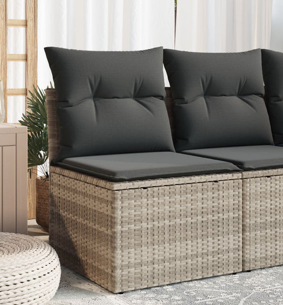 Gartensofa ohne Armlehnen mit Kissen Hellgrau Poly Rattan