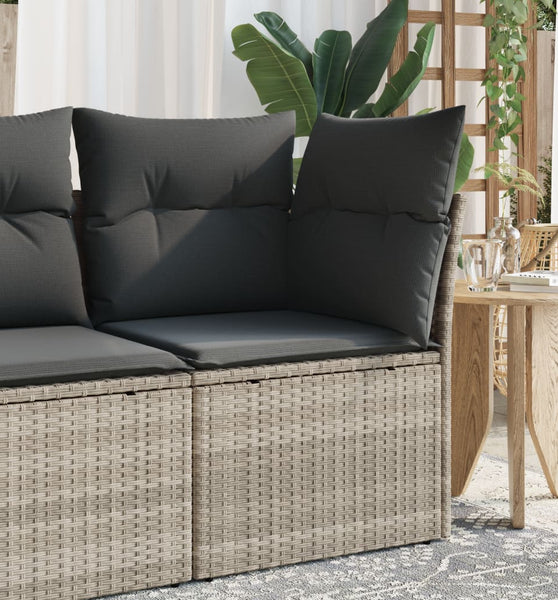 Garten-Ecksofa mit Kissen Hellgrau Poly Rattan