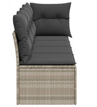 Gartensofa mit Kissen 4-Sitzer Hellgrau Poly Rattan