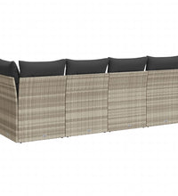 Gartensofa mit Kissen 4-Sitzer Hellgrau Poly Rattan