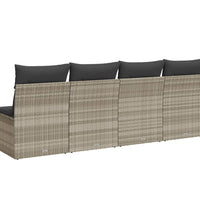 Gartensofa mit Kissen 4-Sitzer Hellgrau Poly Rattan