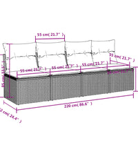 Gartensofa mit Kissen 4-Sitzer Hellgrau Poly Rattan