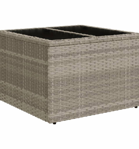 Gartentisch mit Glasplatte Hellgrau 55x55x37 cm Poly Rattan