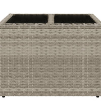 Gartentisch mit Glasplatte Hellgrau 55x55x37 cm Poly Rattan