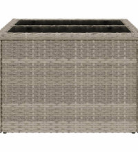 Gartentisch mit Glasplatte Hellgrau 55x55x37 cm Poly Rattan