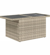 Gartentisch mit Glasplatte Hellgrau 100x55x73 cm Poly Rattan