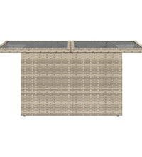 Gartentisch mit Glasplatte Hellgrau 100x55x73 cm Poly Rattan