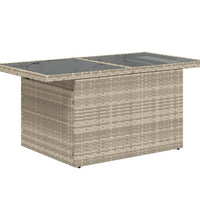 Gartentisch mit Glasplatte Hellgrau 100x55x73 cm Poly Rattan