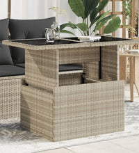 Gartentisch mit Glasplatte Hellgrau 100x55x73 cm Poly Rattan