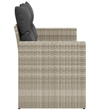 Gartensofa mit Kissen 2-Sitzer Hellgrau Poly Rattan