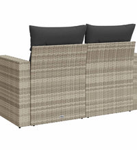 Gartensofa mit Kissen 2-Sitzer Hellgrau Poly Rattan