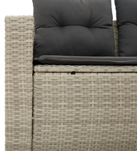 Gartensofa mit Kissen 2-Sitzer Hellgrau Poly Rattan