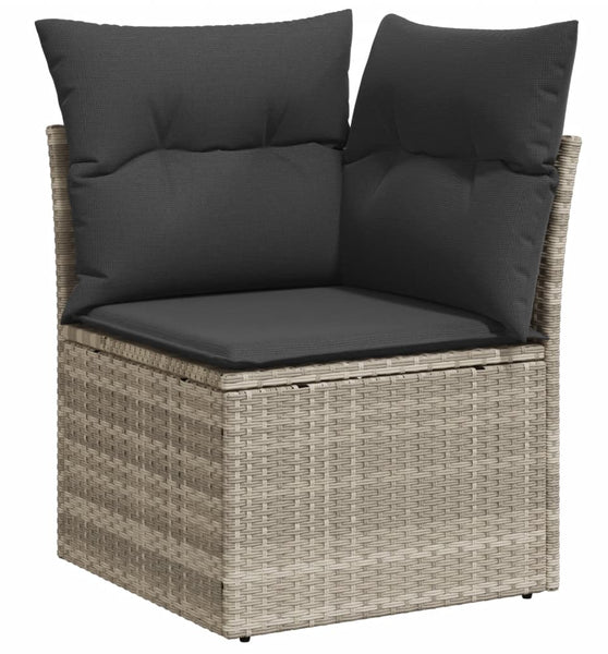 Garten-Ecksofa mit Kissen Hellgrau Poly Rattan