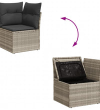 Garten-Ecksofa mit Kissen Hellgrau Poly Rattan