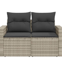 Gartensofa mit Kissen 2-Sitzer Hellgrau Poly Rattan